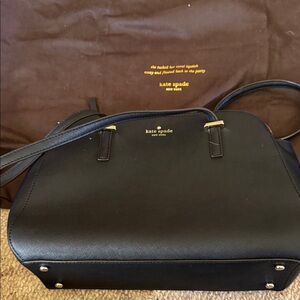 Kate Spade Black Leather Satchel with Gold Details